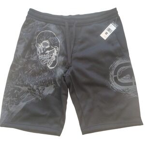 Ecko Unltd Mens Black Skull Rhino Graphic Fleece Shorts XL EO16N573 NWT